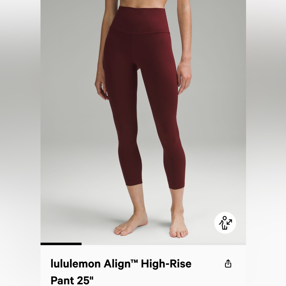 NWT Lululemon Align Leggings Red Merlot 25” Size 6